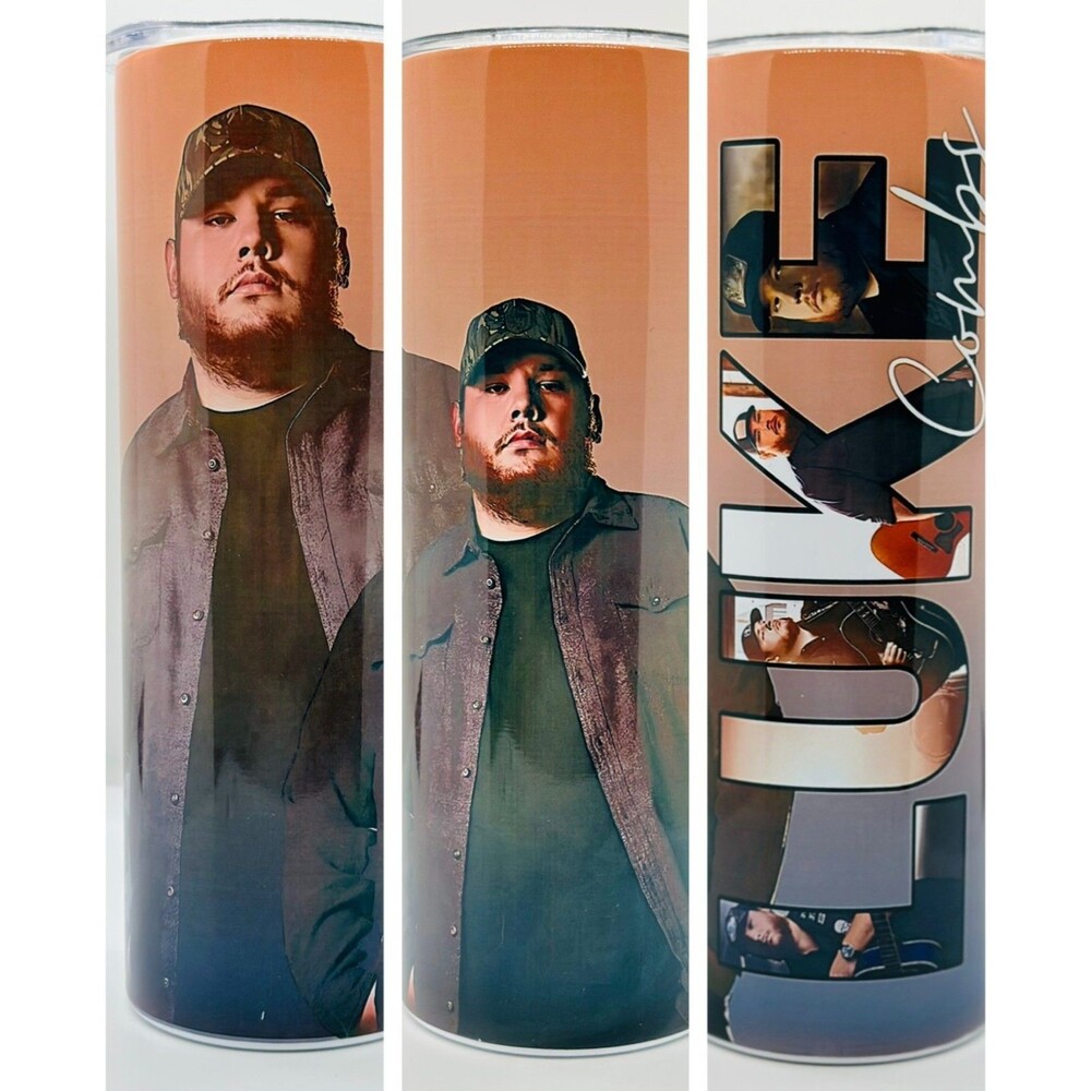NEW Luke Combs 20 oz. Stainless Steel Tumbler w/Straw Set and Silicone Tip